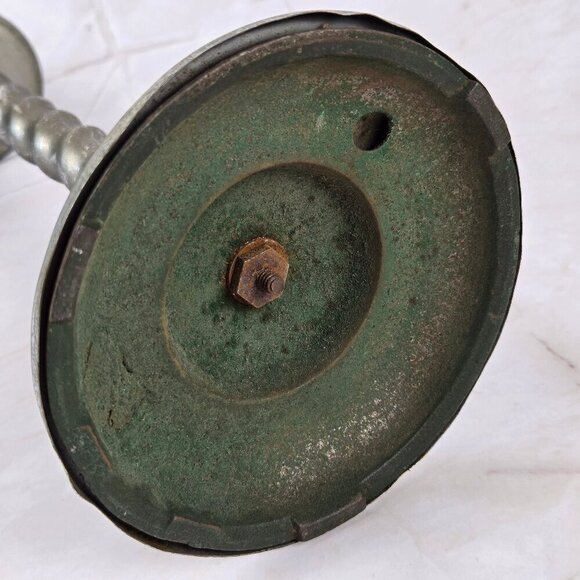 Pair of Vintage Aluminum Taper Candlestick Holders Twisted Body Style - Picture 8 of 14